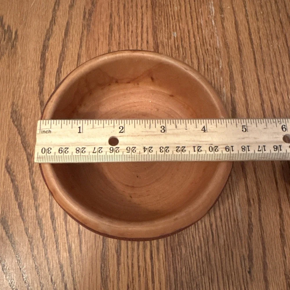 Vintage Live‎ Edge Wood Hand Made Turned Bowl Brown Excellent Rustic Bark Trim